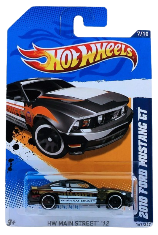 Hot Wheels 2012 - Collector # 167/247 - HW Main Street 7/10 - 2010 Ford Mustang GT - Black / Sheriff - USA Card