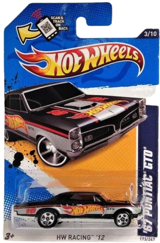 Hot Wheels 2012 - Collector # 173/247 - HW Racing 3/10 - '67 Pontiac GTO - Black / #10 - USA Card