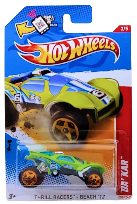 Hot Wheels 2012 - Collector # 208/247 - Thrill Racers / Beach 3/5 - Da' Kar - Chartreuse - USA Card