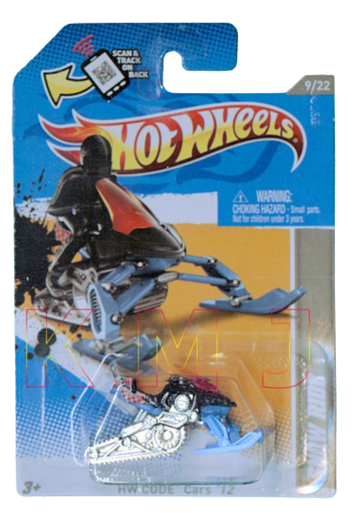 Hot Wheels 2012 - Collector # 234/247 - HW Code Cars 9/24 - Snow Ride - Black with Blue Skids - USA Scan & Track Card