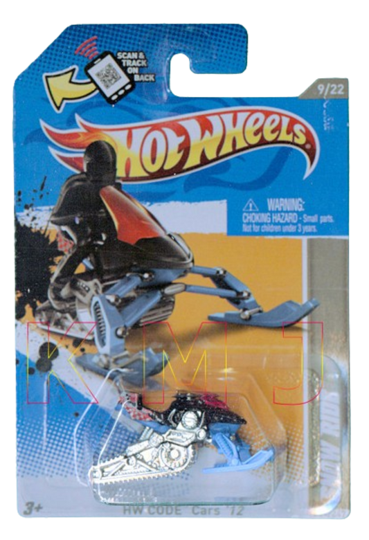 Hot Wheels 2012 - Collector # 234/247 - HW Code Cars 9/24 - Snow Ride - Black with Blue Skids - USA Scan & Track Card