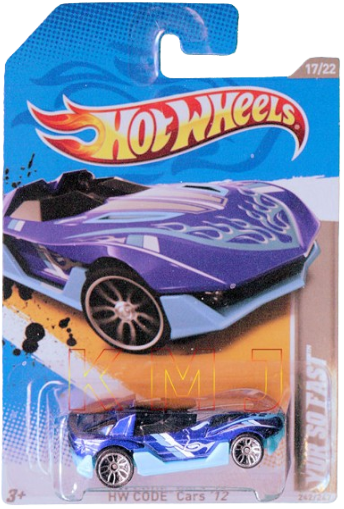 Hot Wheels 2012 - Collector # 242/247 - HW Code Cars 17/22 - Yur So Fast - Blue - J5 Wheels - USA Card