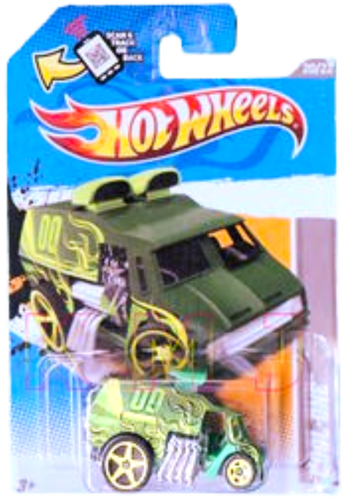 Hot Wheels 2012 - Collector # 245/247 - HW Code Cars 20/22 - Cool-One - Green / #00 - Yellow 5 Spoke Wheels - USA Card