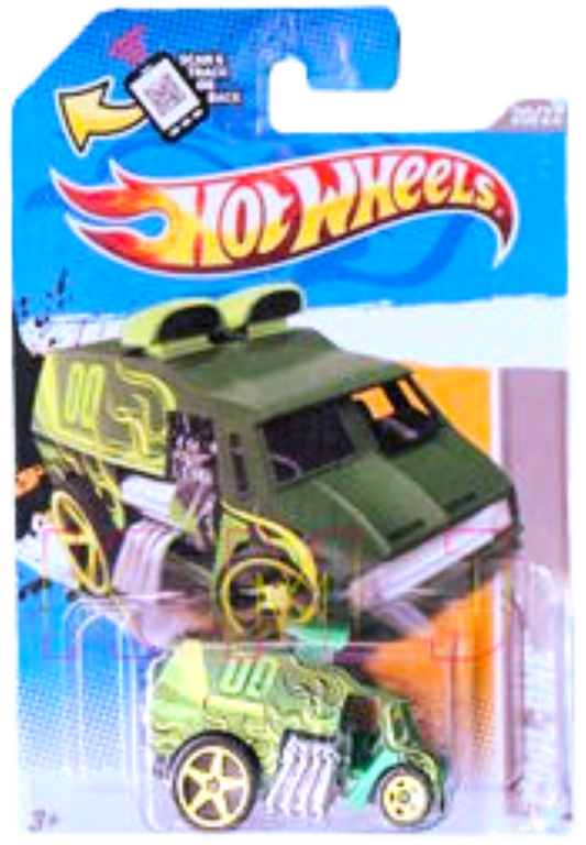 Hot Wheels 2012 - Collector # 245/247 - HW Code Cars 20/22 - Cool-One - Green / #00 - Yellow 5 Spoke Wheels - USA Card