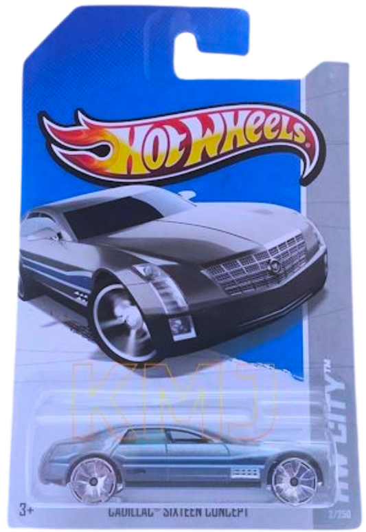 Hot Wheels 2013 - Collector # 002/250 - HW City / Street Power - Cadillac Sixteen Concept - Metallic Gray - Bling Wheels - International Card