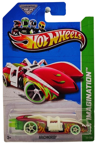 Hot Wheels 2013 - Collector # 053/250 - HW Imagination / HW Street Pests - Arachnorod - Satin Red - Glow-in-the-Dark Spider & Wheels - USA Card