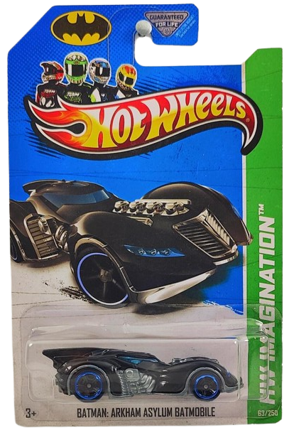 Hot Wheels 2013 - Collector # 063/250 - HW Imagination / Batman - Batmobile (Arkham Asylum) - Black - Blue Ring M5 Wheels - USA Card