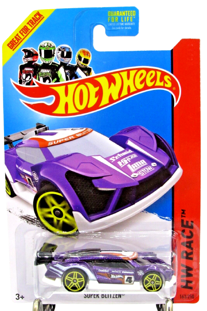 Hot Wheels 2014 - Collector # 163/250 - HW Race / Track Aces - Super Blitzen - Purple - USA Card