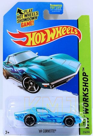 Hot Wheels 2014 - Collector # 214/250 - HW Workshop / Heat Fleet - '69 Corvette - Baby Blue with Flames - USA