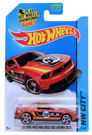 Hot Wheels 2014 - Collector # 091/250 - HW City / Mustang 50th - ’12 Ford Mustang Boss 302 Laguna Seca - Metallic Red / #50 - PR5 Wheels - USA Card