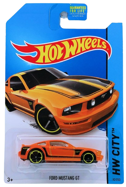 Hot Wheels 2014 - Collector # 092/250 - HW City / Mustang 50th - 2005 Ford Mustang GT - Orange / Black Stripes - OH5SP Wheels - USA Card