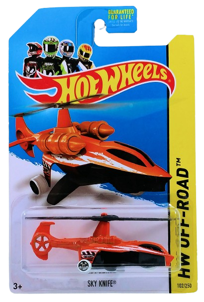 Hot Wheels 2014 - Collector # 102/250 - HW Off-Road / Stunt Circuit - Sky Knife (Helicopter) - Orange - USA Card