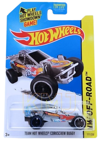 Hot Wheels 2014 - Collector # 111/250 - HW Off-Road / Off Track - Team Hot Wheels Corkscrew Buggy - Silver / Hot Wheels Graphics - USA Card