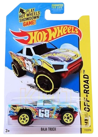 Hot Wheels 2014 - Collector # 112/250 - HW Off-Road / Off Track - Baja Truck - Sky Blue / #68 / Hot Wheels Graphics - USA Card