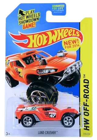 Hot Wheels 2014 - Collector # 115/250 - HW Off-Road / Off Track / New Models - Land Crusher - Orange / #47 - USA Card