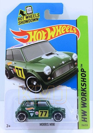 Hot Wheels 2014 - Collector # 194/250 - HW Workshop - Morris Mini - Green - British Flag on Roof Top / '77' - IC