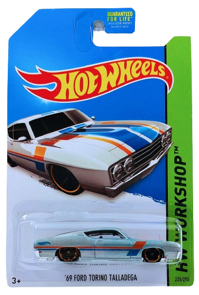 Hot Wheels 2014 - Collector # 235/250 - HW Workshop / Muscle Mania - '69 Ford Torino Talladega - Silver - USA