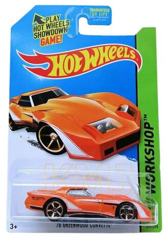 Hot Wheels 2014 - Collector # 237/250 - HW Workshop / Muscle Mania - 1976 Greenwood Corvette - Orange - USA Card