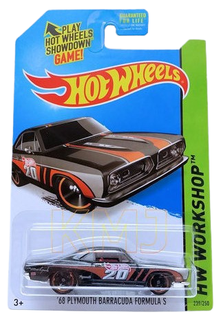 Hot Wheels 2014 - Collector # 239/250 - HW Workshop / Muscle Mania - '68 Plymouth Barracuda Formula S - Metalflake Black - USA Card