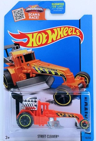 Hot Wheels 2015 - Collector # 010/250 - HW City / HW City Works - Street Cleaver - Orange - USA 'Scan & Race' Card