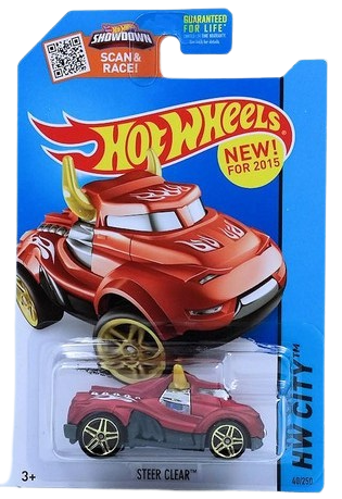 Hot Wheels 2015 - Collector # 040/250 - HW City / Street Beasts / New Models - Steer Clear - Satin Red - USA 'Scan & Race' Card