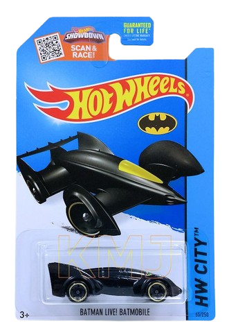 Hot Wheels 2015 - Collector # 065/250 - HW City / Batman - Batman Live! Batmobile - Black - USA 'Showdown' Card