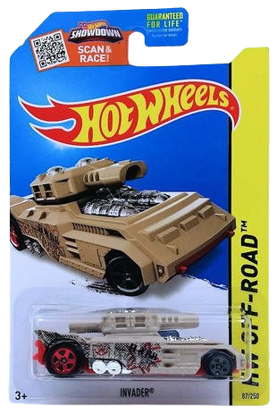 Hot Wheels 2015 - Collector # 087/250 - HW Off-Road / Battle Kings - Invader - Tan Camo - USA 'Showdown' Card