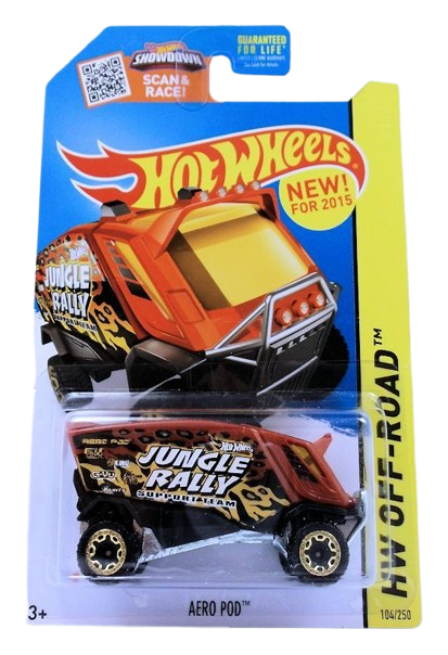 Hot Wheels 2015 - Collector # 104/250 - HW Off-Road / Jungle Rally / New Models - Aero Pod - Red - USA 'Showdown' Card