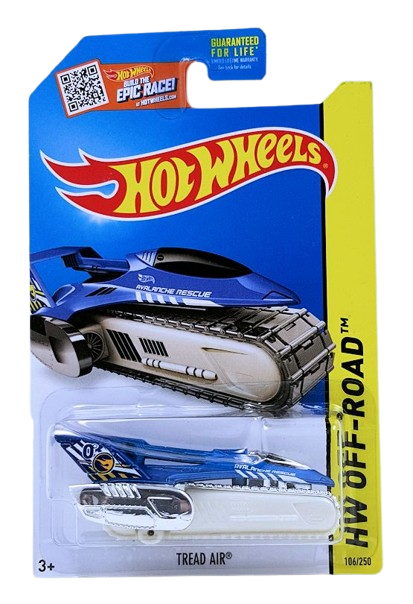 Hot Wheels 2015 - Collector # 106/250 - HW Off-Road / Ice Mountain / Treasure Hunts - Tread Air - Satin Blue / White - USA 'Epic Race' Card