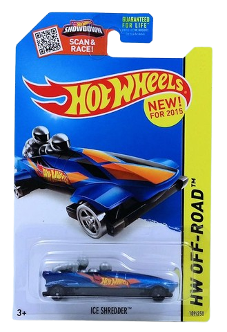 Hot Wheels 2015 - Collector # 109/250 - HW Off-Road / Ice Mountain / New Models - Ice Shedder - Blue - Black Tires - USA 'Showdown' Card