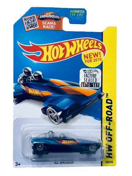 Hot Wheels 2015 - Collector # 109/250 - HW Off-Road / Ice Mountain / New Models - Ice Shedder - Blue - Transparent Tires - USA 'Showdown' Card with Factory Set Sticker