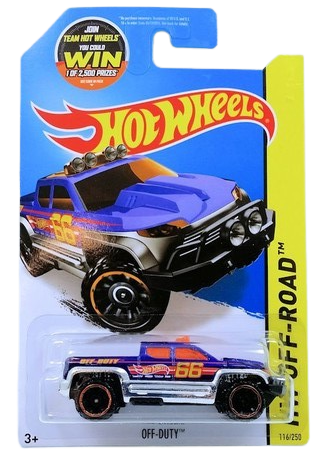 Hot Wheels 2015 - Collector # 116/250 - HW Off-Road / HW Hot Trucks - Off-Duty - Blue - USA 'WIN' Card