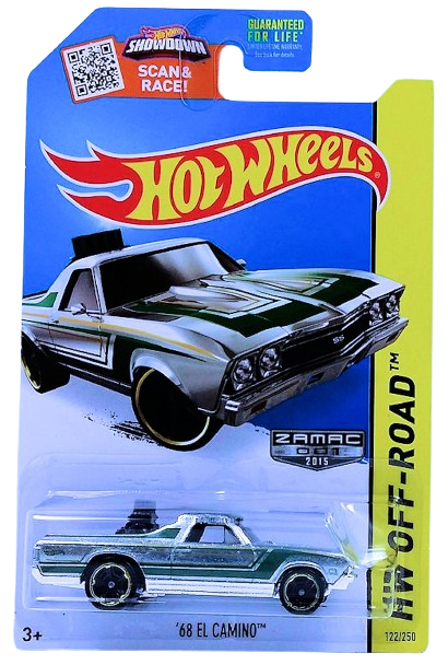 Hot Wheels 2015 - Collector # 122/250 - HW Off-Road / HW Hot Trucks / ZAMAC 001 - '68 El Camino - ZAMAC / Black Engine in Bed - Walmart Exclusive - USA 'Showdown' Card