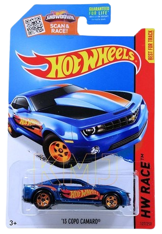 Hot Wheels 2015 - Collector # 127/250 - HW Race / HW Race Team - '13 COPO Camaro - Blue - USA 'Showdown' Card