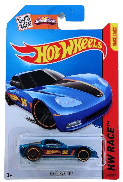 Hot Wheels 2015 - Collector # 131/250 - HW Race / HW Race Team - C6 Corvette - Blue  Metalflake - International 'Showdown' Card