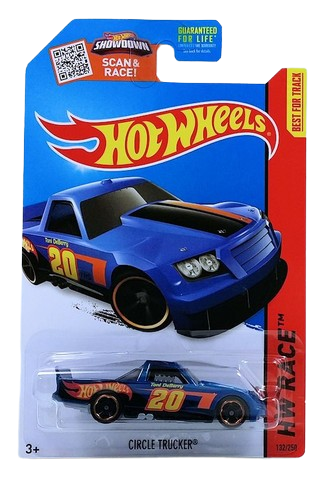 Hot Wheels 2015 - Collector # 132/250 - HW Race / HW Race Team - Circle Trucker - Blue  Metalflake - USA 'Showdown' Card