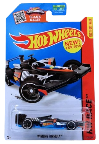 Hot Wheels 2015 - Collector # 135/250 - HW Race / HW Race Team / New Models - Winning Formula - Black - USA 'Showdown' Card