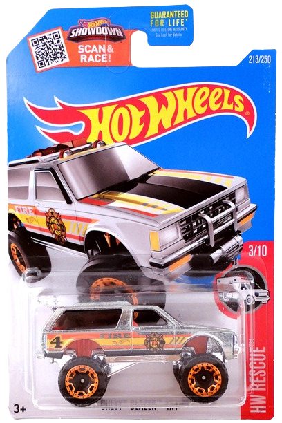 Hot Wheels 2016 - Collector # 213/250 - HW Rescue #3/10 - ZAMAC Series - Chevy Blazer 4X4 - ZAMAC / Fire Department - Walmart Exclusive - USA Card