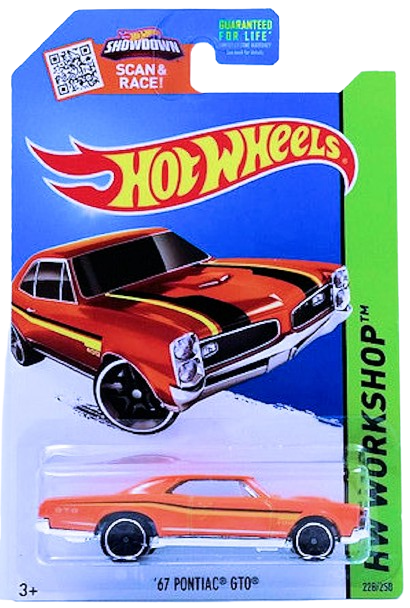 Hot Wheels 2015 - Collector # 228/250 - HW Workshop / Muscle Mania - '67 Pontiac GTO - Orange - Toys R Us Exclusive - USA Card