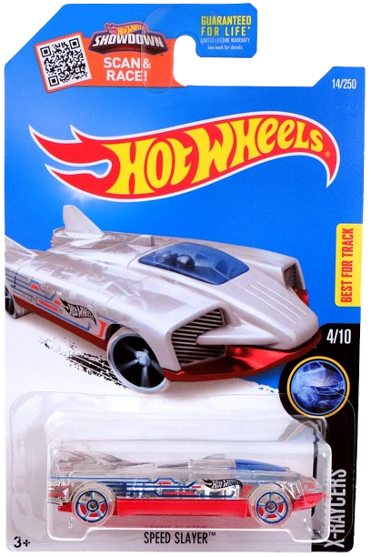 Hot Wheels 2016 - Collector # 014/250 - X-Raycers 4/10 - Speed Slayer - Clear / Circut Graphics - USA 'Showdown' Card