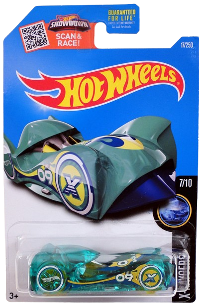 Hot Wheels 2016 - Collector # 017/250 - X-Raycers 7/10 - Cloak and Dagger - Transparent Sea Green - USA 'Showdown' Card