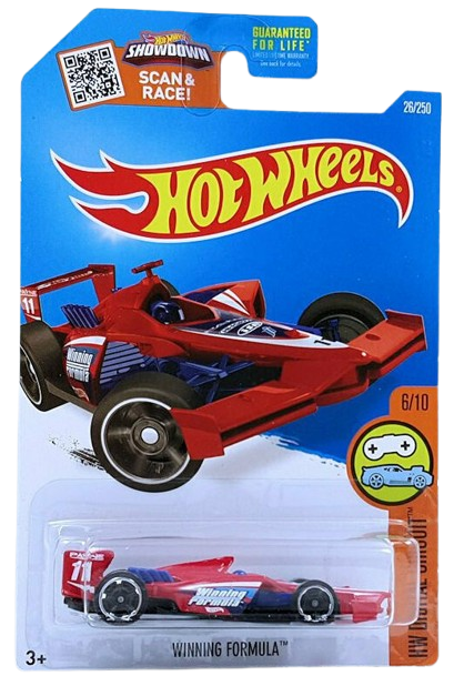 Hot Wheels 2016 - Collector # 026/250 - HW Digital Circuit 6/10 - Winning Formula - Red / #11 - USA 'Showdown' Card