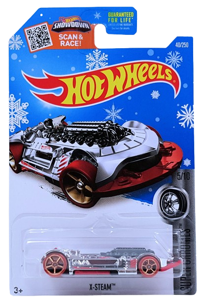 Hot Wheels 2016 - Collector # 040/250 - Super Chromes 5/10 - X-Steam - Chrome / Red - USA ‘Showdown - Snowflake’ Card only at Target