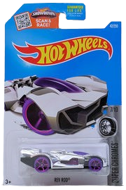 Hot Wheels 2016 - Collector # 042/250 - Super Chromes 7/10 - Rev Rod - Chrome / Purple - USA ‘Showdown’ Card