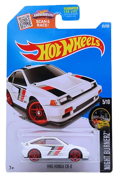 Hot Wheels 2016 - Collectors 085/250 - Night Burnerz 5/10 - 1985 Honda CR-X - White - USA Card