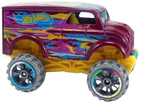 Hot Wheels 2017 - Collector # 062/365 - HW Art Cars 5/10 - Monster Dairy Delivery - Burgandy / "C" on Roof - Multicolored &amp; Light Grey OR6SP Wheels - USA Card