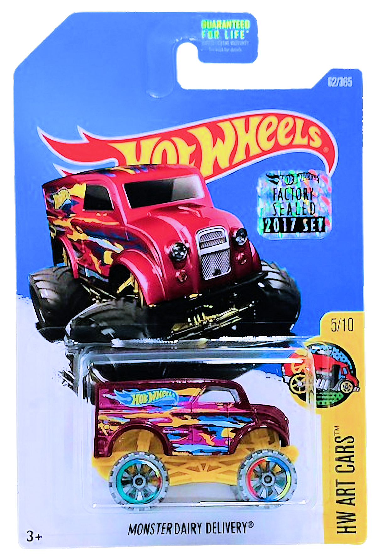 Hot Wheels 2017 - Collector # 062/365 - HW Art Cars 5/10 - Monster Dairy Delivery - Burgandy / "C" on Roof - Multicolored & Light Grey OR6SP Wheels - FSC