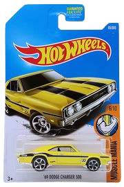 Hot Wheels 2017 - Collector # 095/365 - Muscle Mania 6/10 - '69 Dodge Charger 500 - Yellow - MC5 Wheels - USA Card