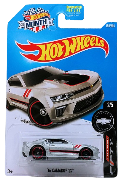 Hot Wheels 2017 - Collector # 155/365 - Camaro Fifty 2/5 - '16 Camaro SS - Metalflake Silver - USA Card with 'Month' Promo a Walmart Exclusive