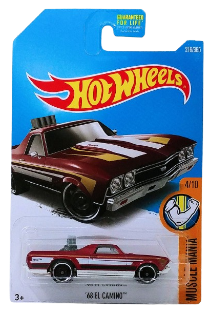 Hot Wheels 2017 - Collector # 216/365 - Muscle Mania 4/10 - '68 El Camino - Metalflake Red - USA Card